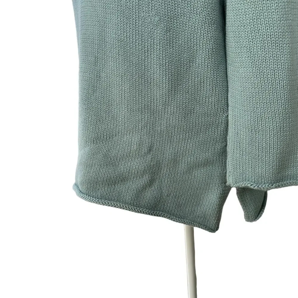 J.Jill‎ Blue V Neck Knit Sweater 3/4 Length Sleeves 100% Cotton Size Med Petite